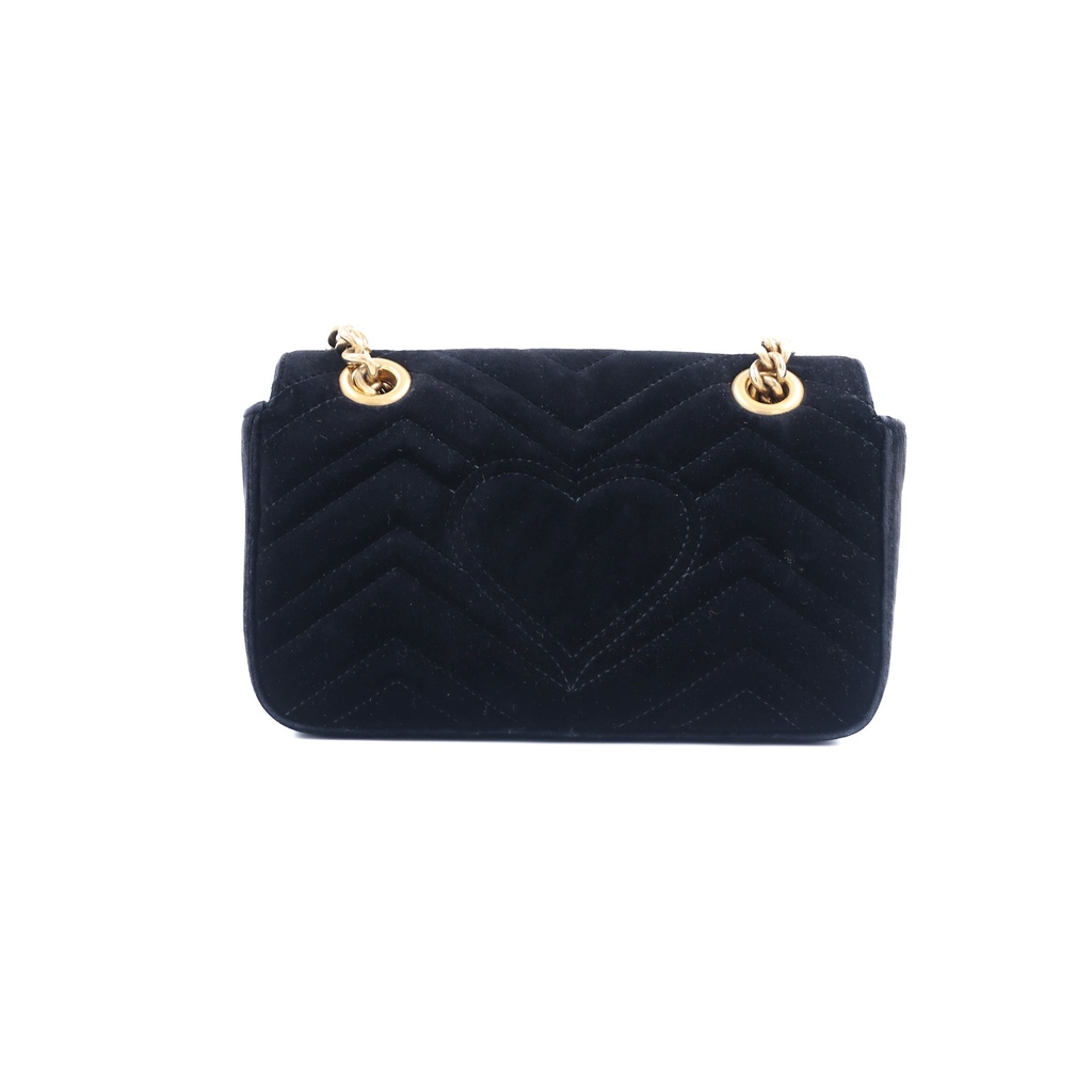 Gucci GG Marmont Mini Bag Matelasse in Black Velvet 446744