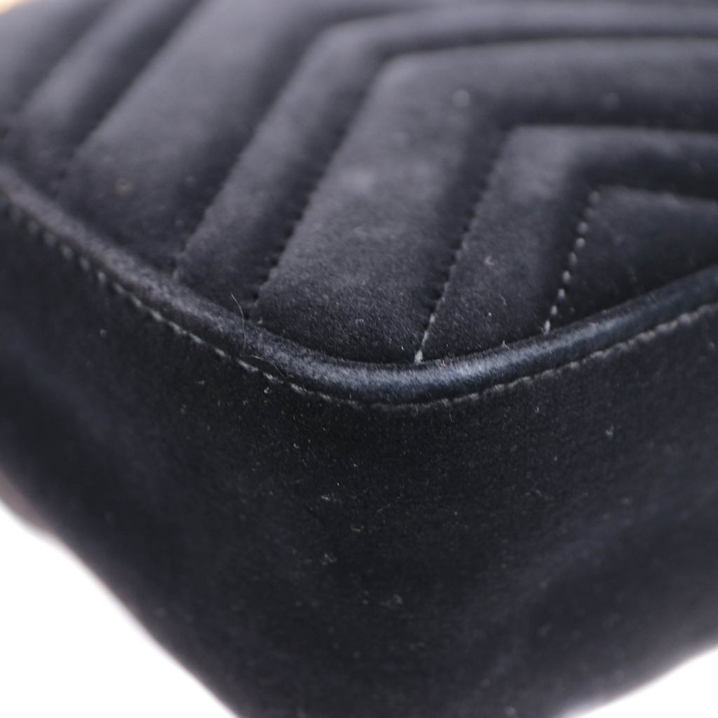 Gucci GG Marmont Mini Bag Matelasse in Black Velvet 446744