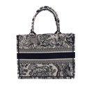 Christian Dior Medium Ecru and Blue Toile de Jouy Embroidery Book Tote 