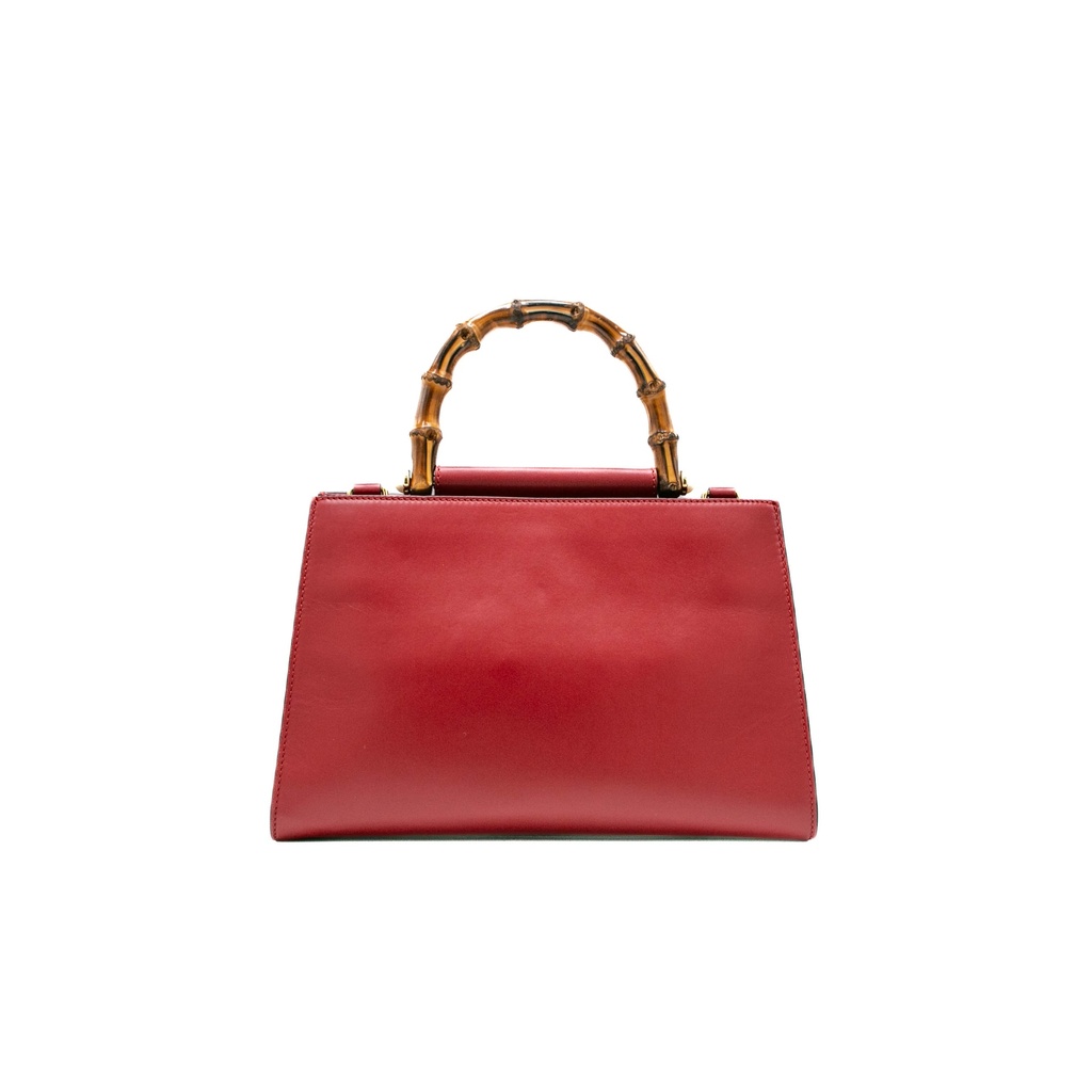 Gucci Nymphaea Bamboo Shoulder Hand Bag Red