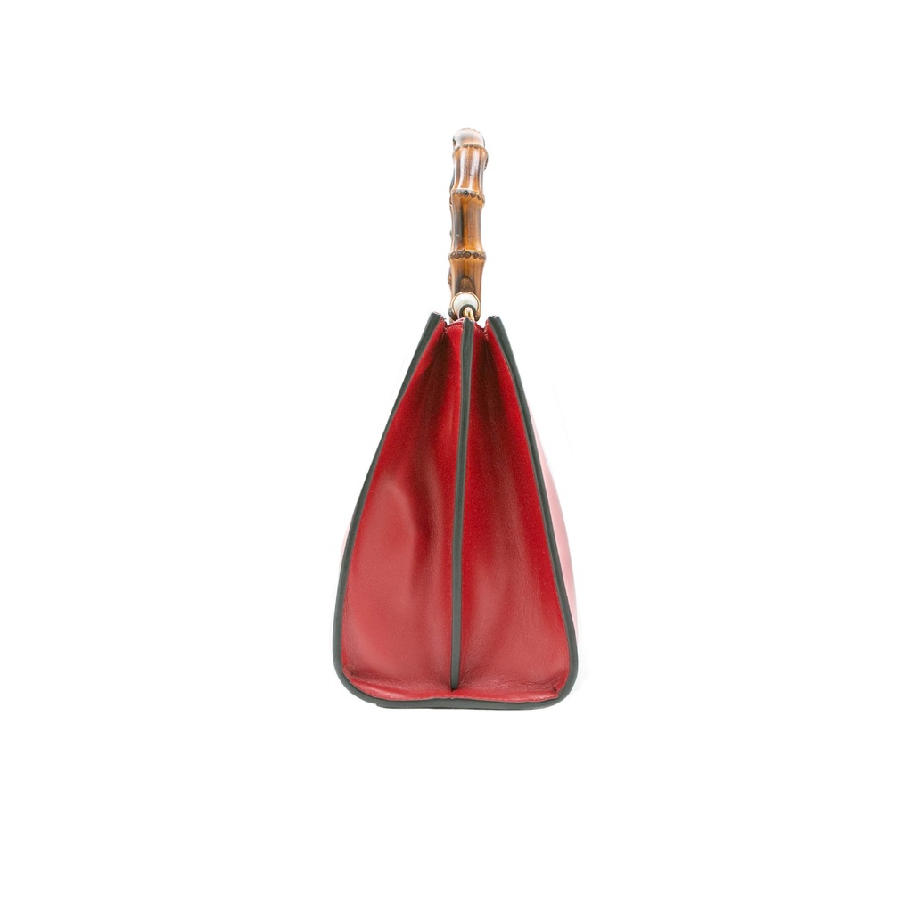 Gucci Nymphaea Bamboo Shoulder Hand Bag Red