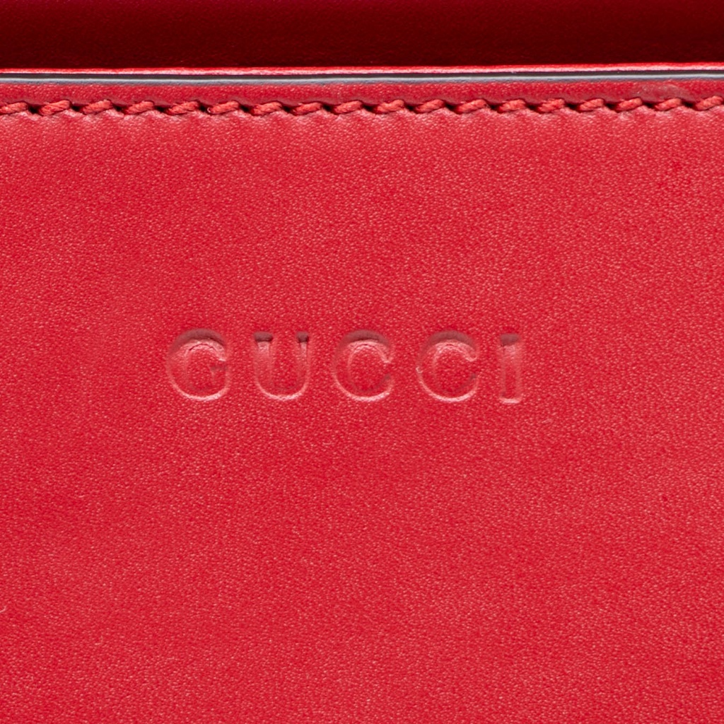 Gucci Nymphaea Bamboo Shoulder Hand Bag Red