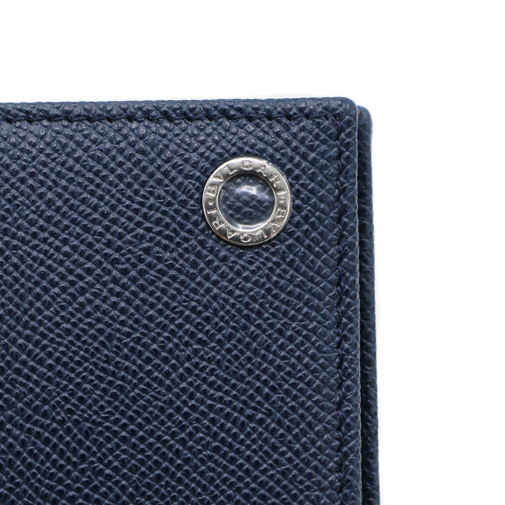 Bulgari Bifold Blue Calf Leather Wallet