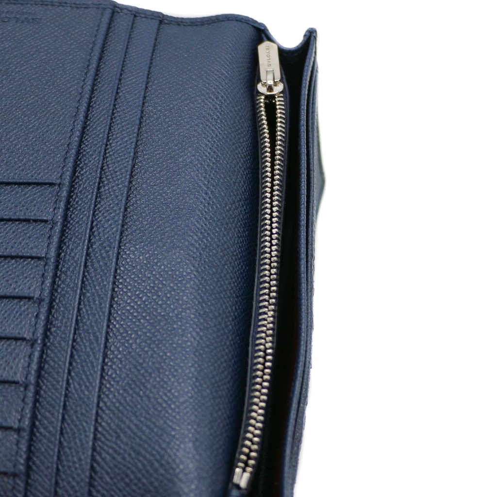 Bulgari Bifold Blue Calf Leather Wallet