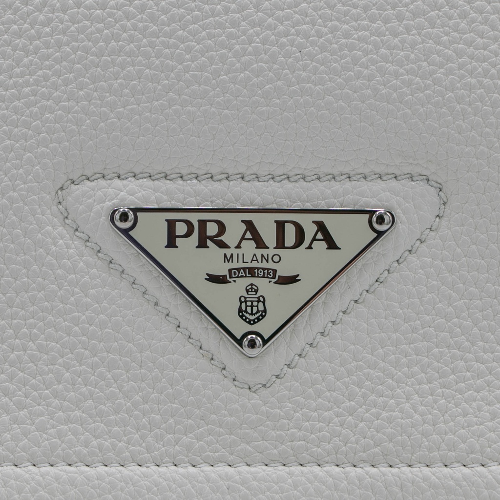 Prada Glace Crossbody Shoulder Bag White Leather 1BD296