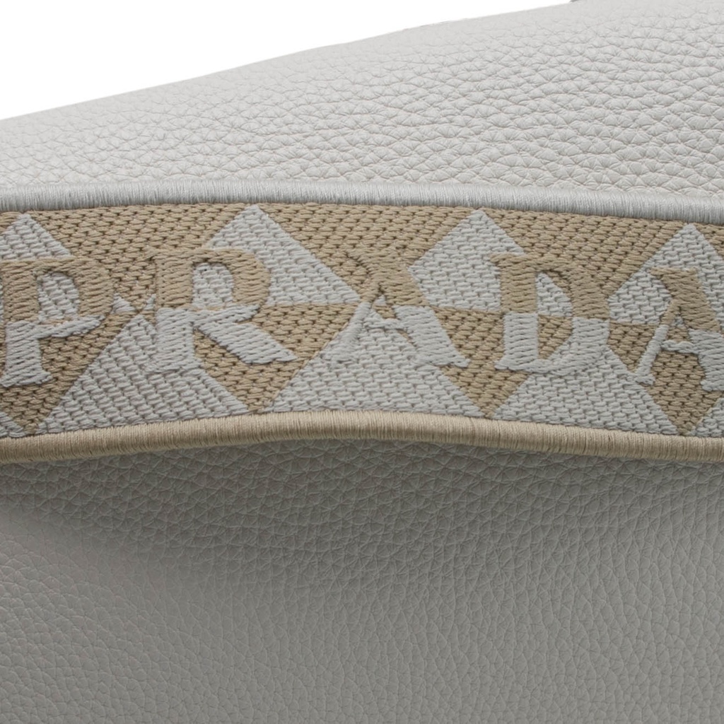 Prada Glace Crossbody Shoulder Bag White Leather 1BD296