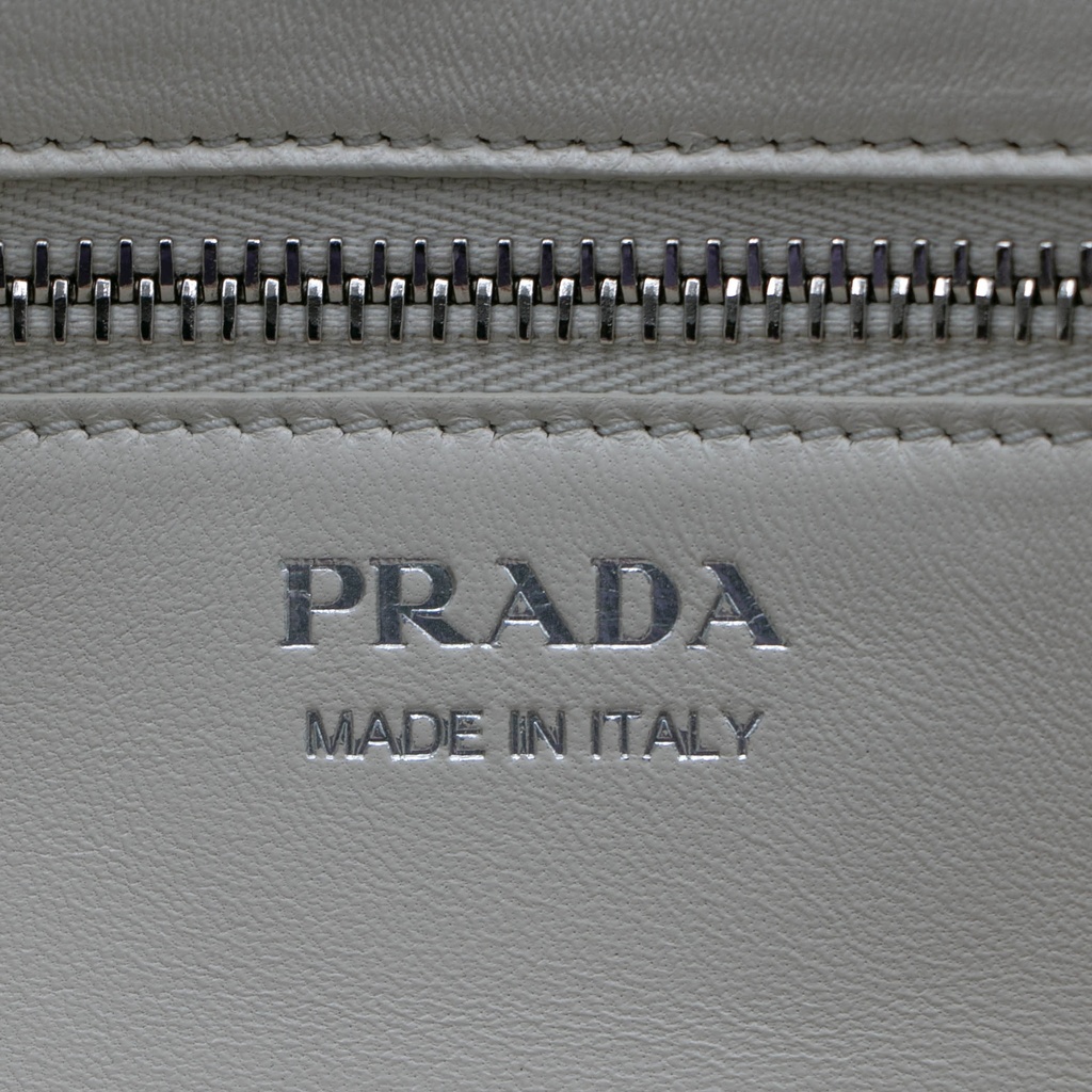 Prada Glace Crossbody Shoulder Bag White Leather 1BD296