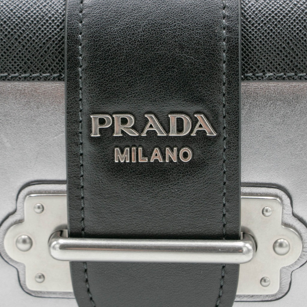 Prada Saffiano-Trimmed Vitello Metal Cahier Bag