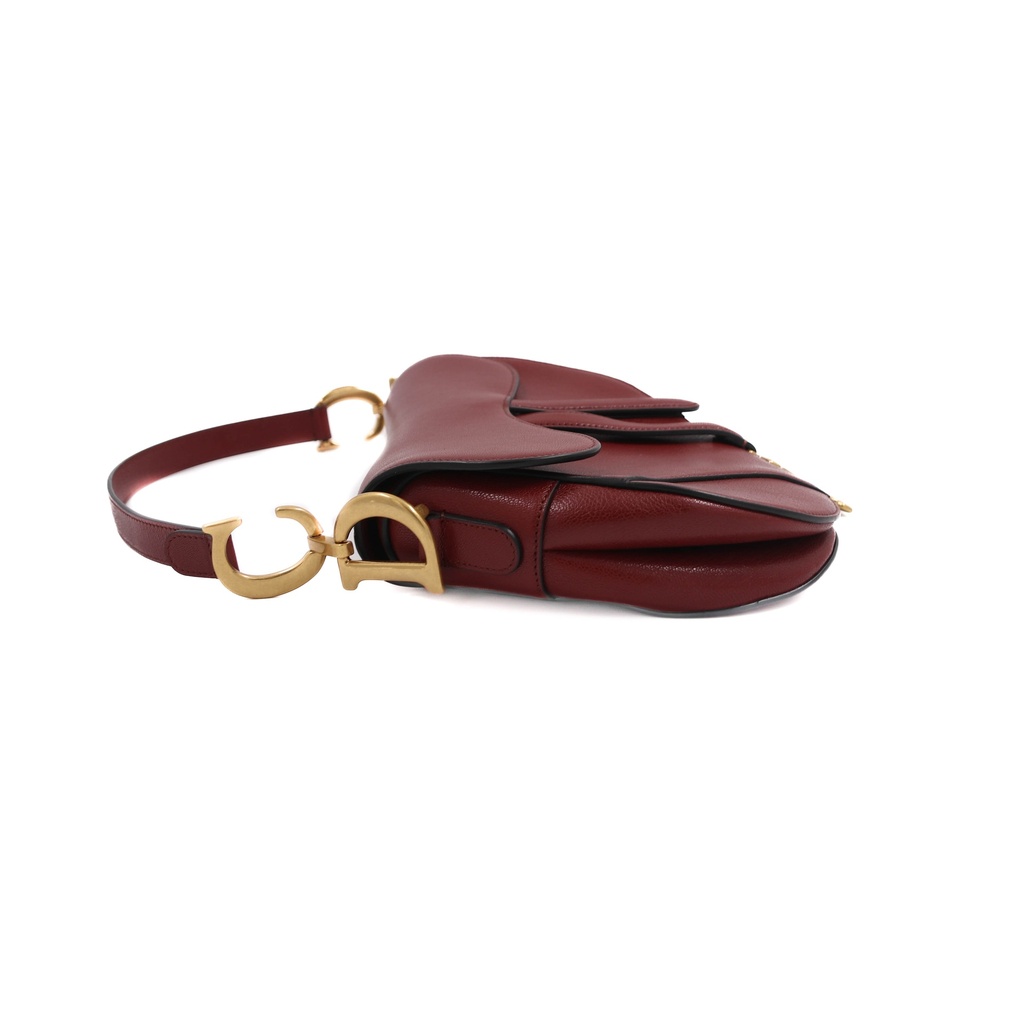 Christian Dior Medium Leather Saddle Bag Red