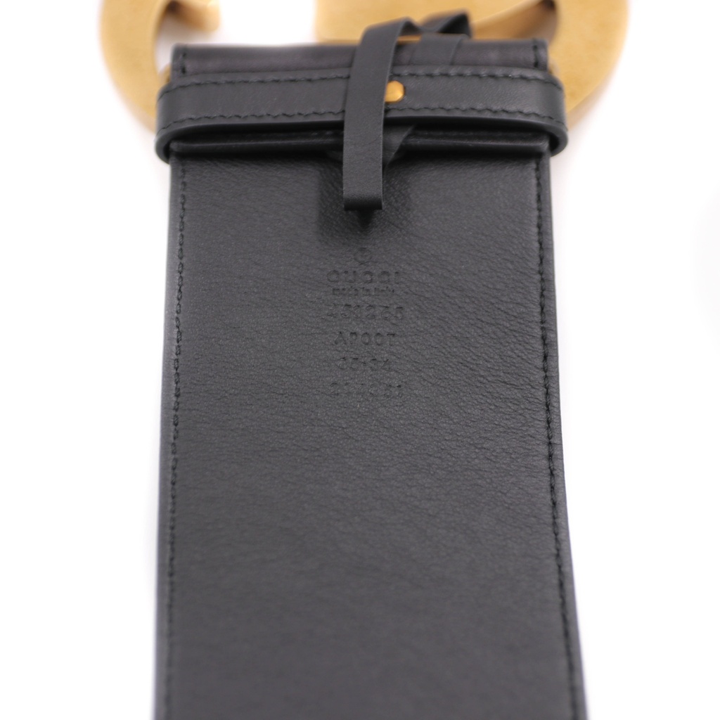 Gucci Calfskin Black Marmont GG Wide Belt 453265 In Size 85x34