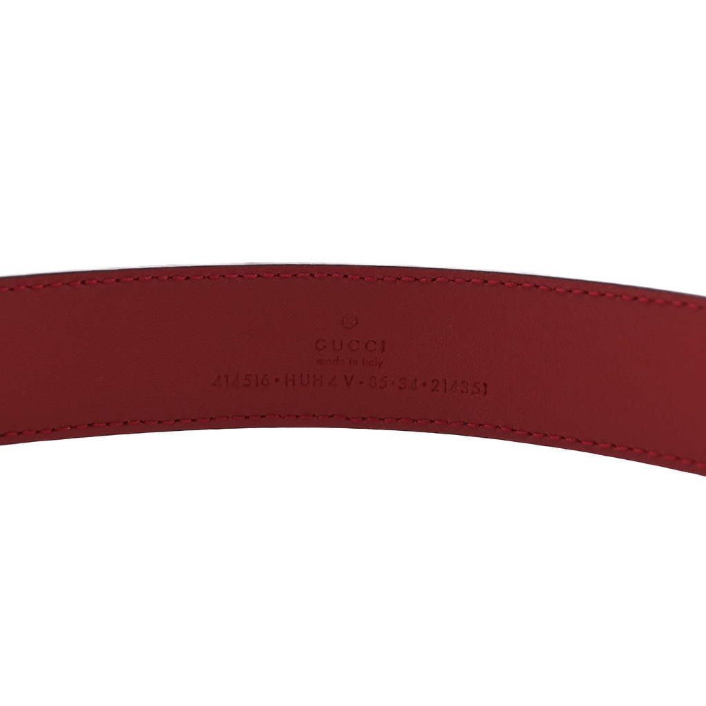 Gucci Men's Slim Black Leather Belt With Red Double G 414516 In Size 85 34