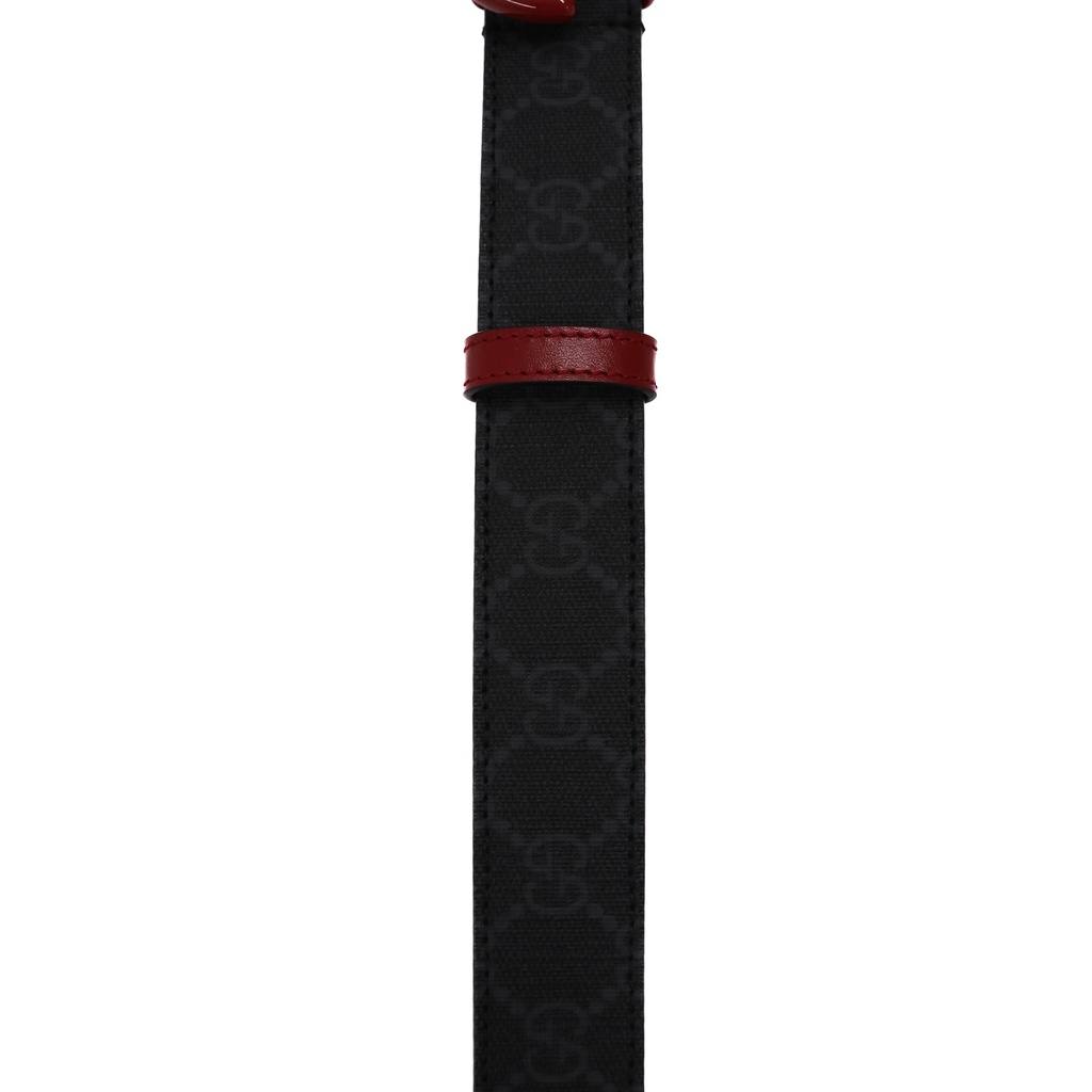 Gucci Men's Slim Black Leather Belt With Red Double G 414516 In Size 85 34