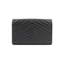 Yves Saint Laurent Chevron Cassandre Wallet on Chain Black