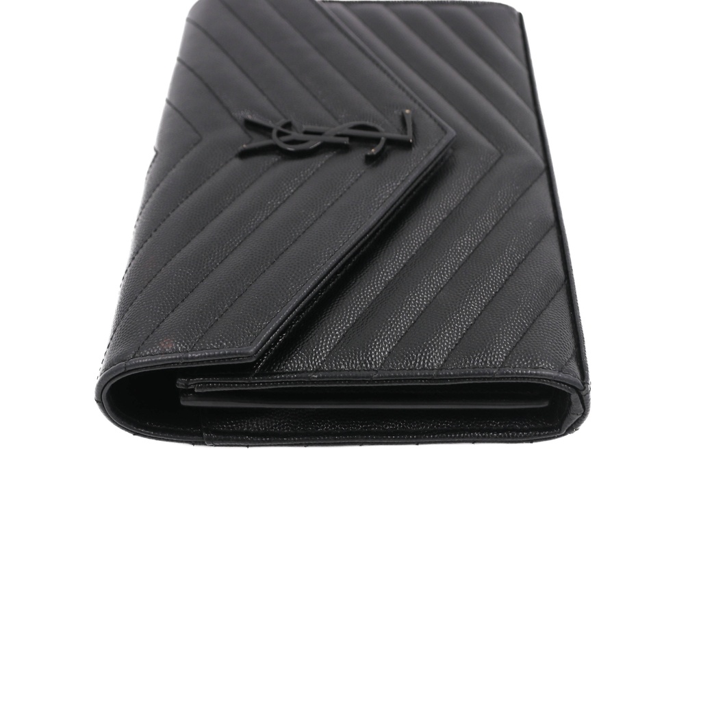Yves Saint Laurent Chevron Cassandre Wallet on Chain Black
