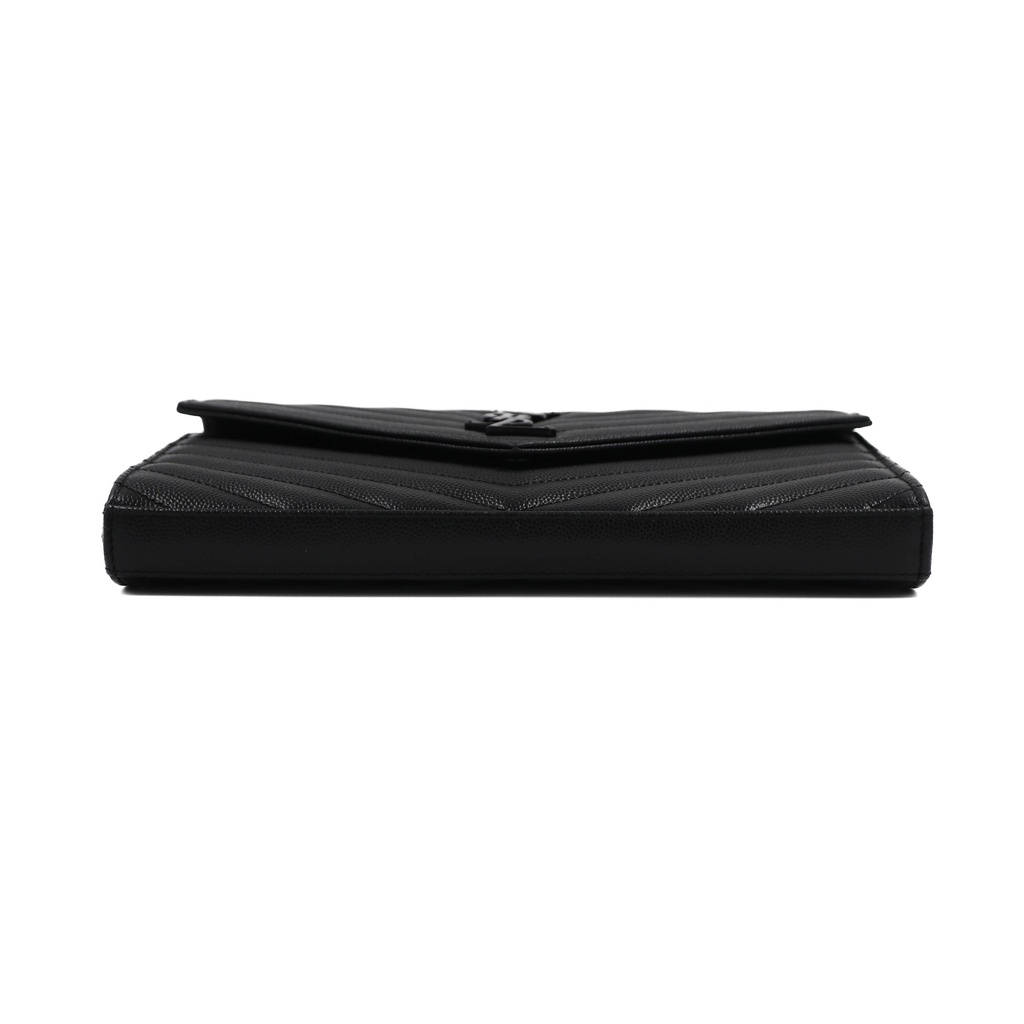Yves Saint Laurent Chevron Cassandre Wallet on Chain Black