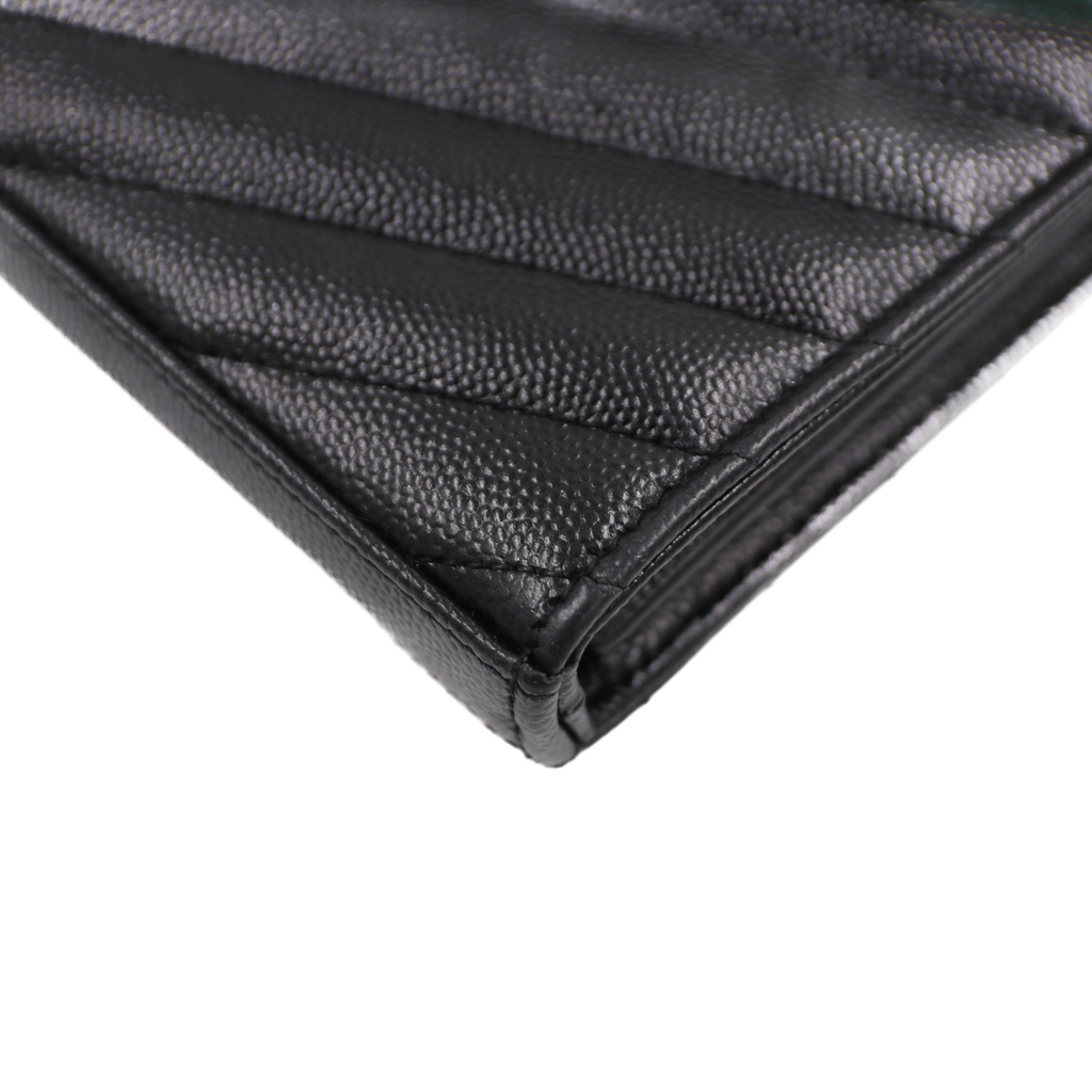 Yves Saint Laurent Chevron Cassandre Wallet on Chain Black