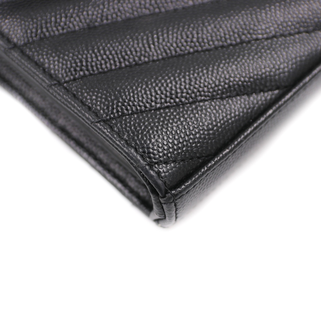 Yves Saint Laurent Chevron Cassandre Wallet on Chain Black