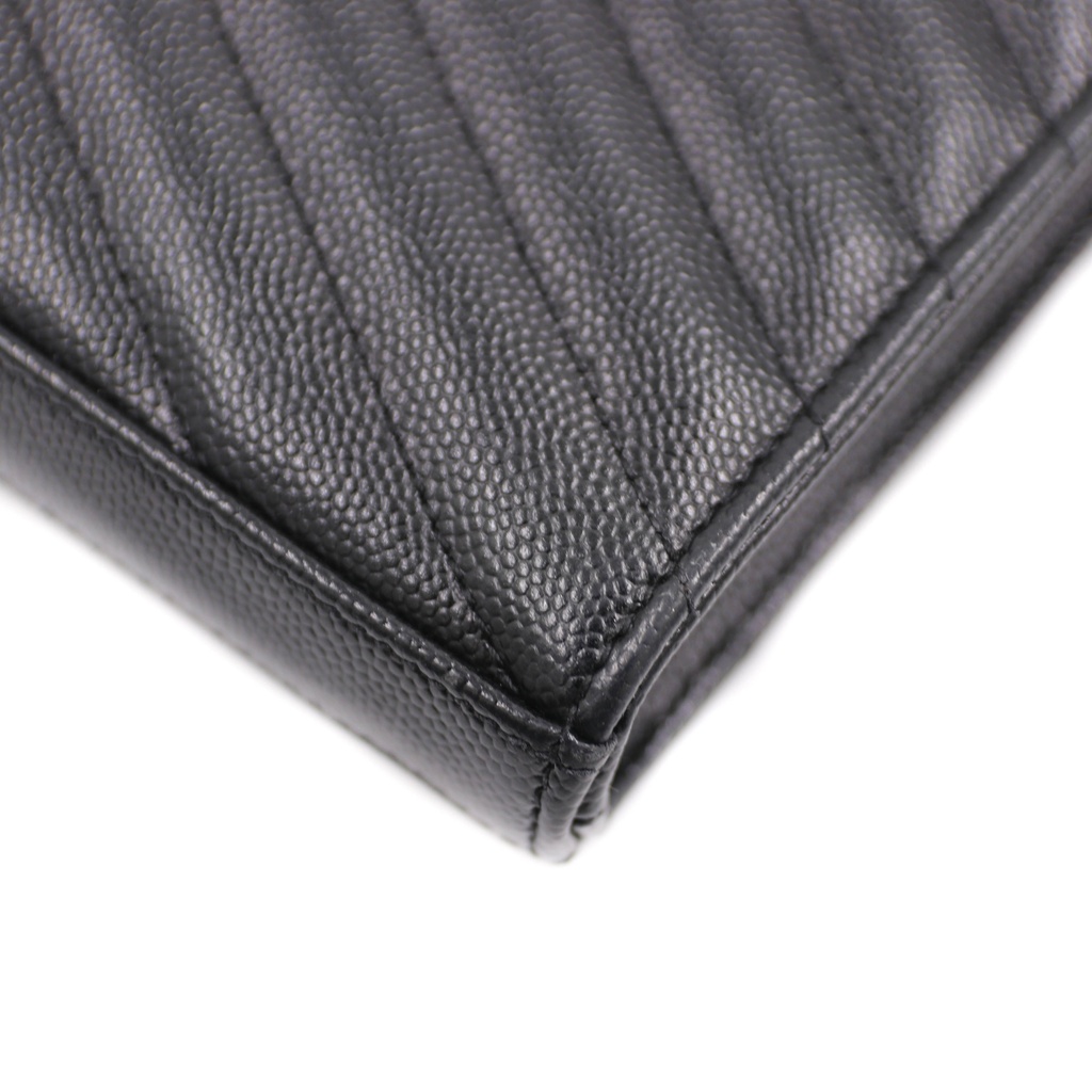 Yves Saint Laurent Chevron Cassandre Wallet on Chain Black