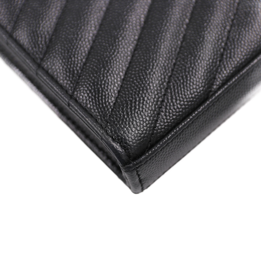 Yves Saint Laurent Chevron Cassandre Wallet on Chain Black