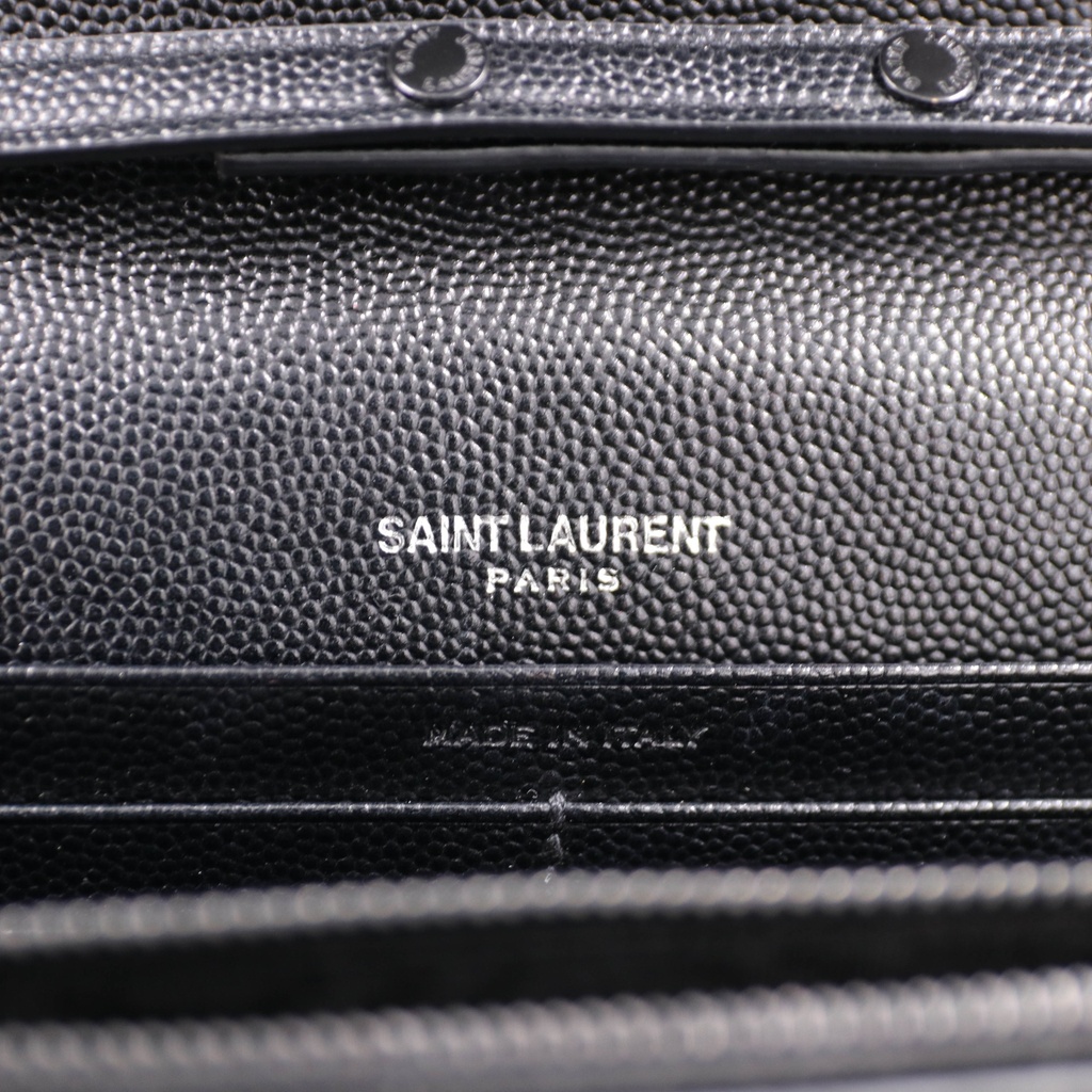 Yves Saint Laurent Chevron Cassandre Wallet on Chain Black