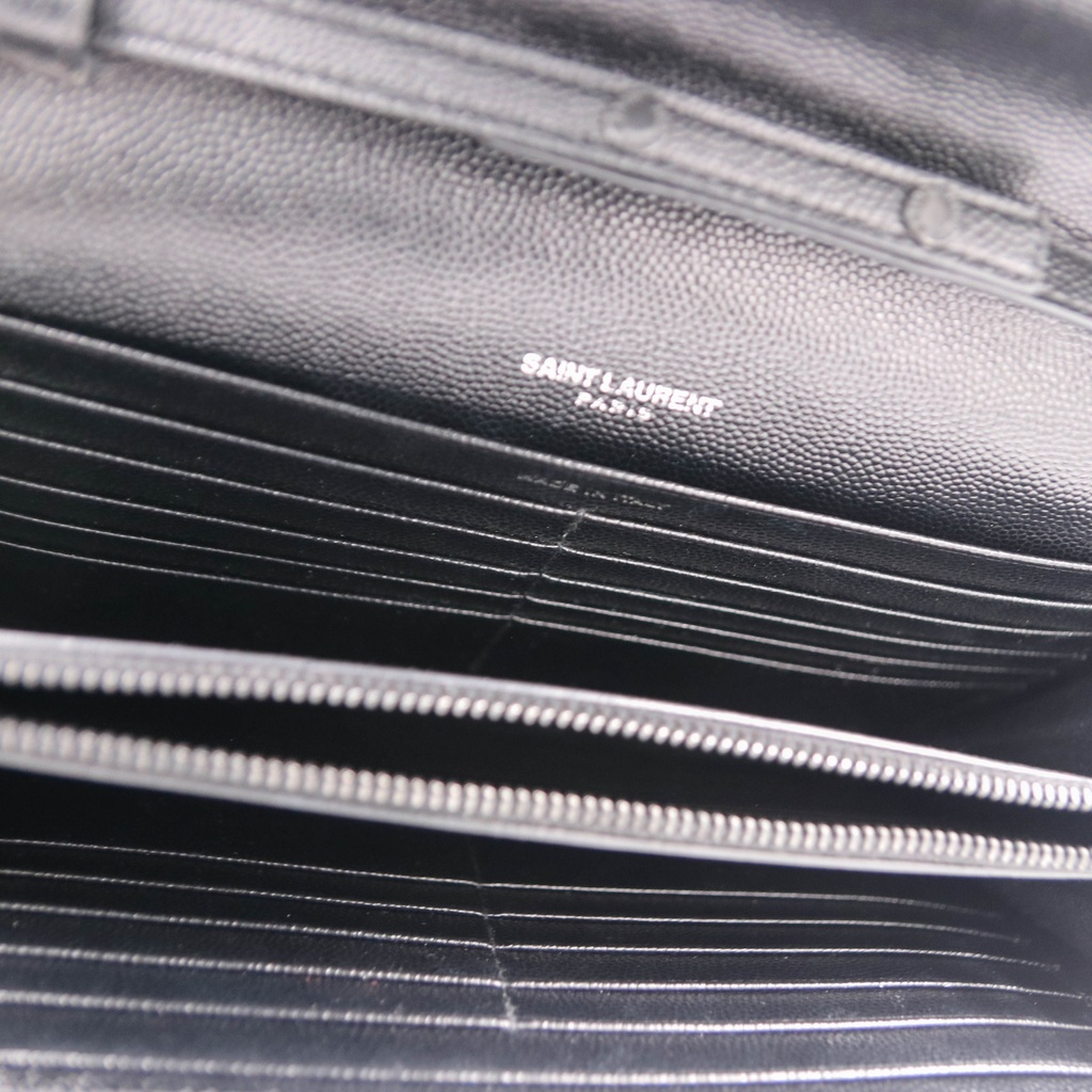 Yves Saint Laurent Chevron Cassandre Wallet on Chain Black