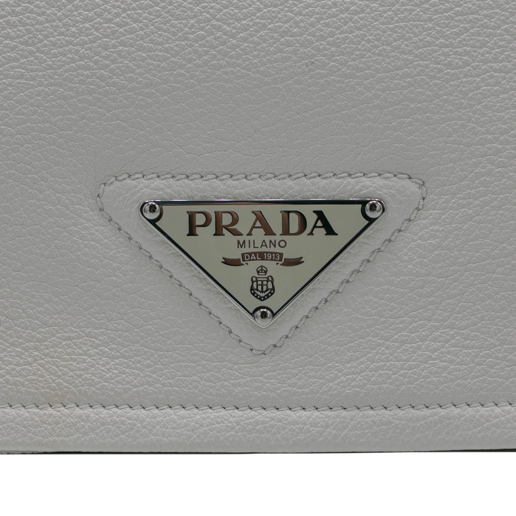 Prada Glace Crossbody Shoulder Bag White Leather