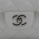 Chanel Quilted Caviar Skin Classic Single Flap Jumbo White