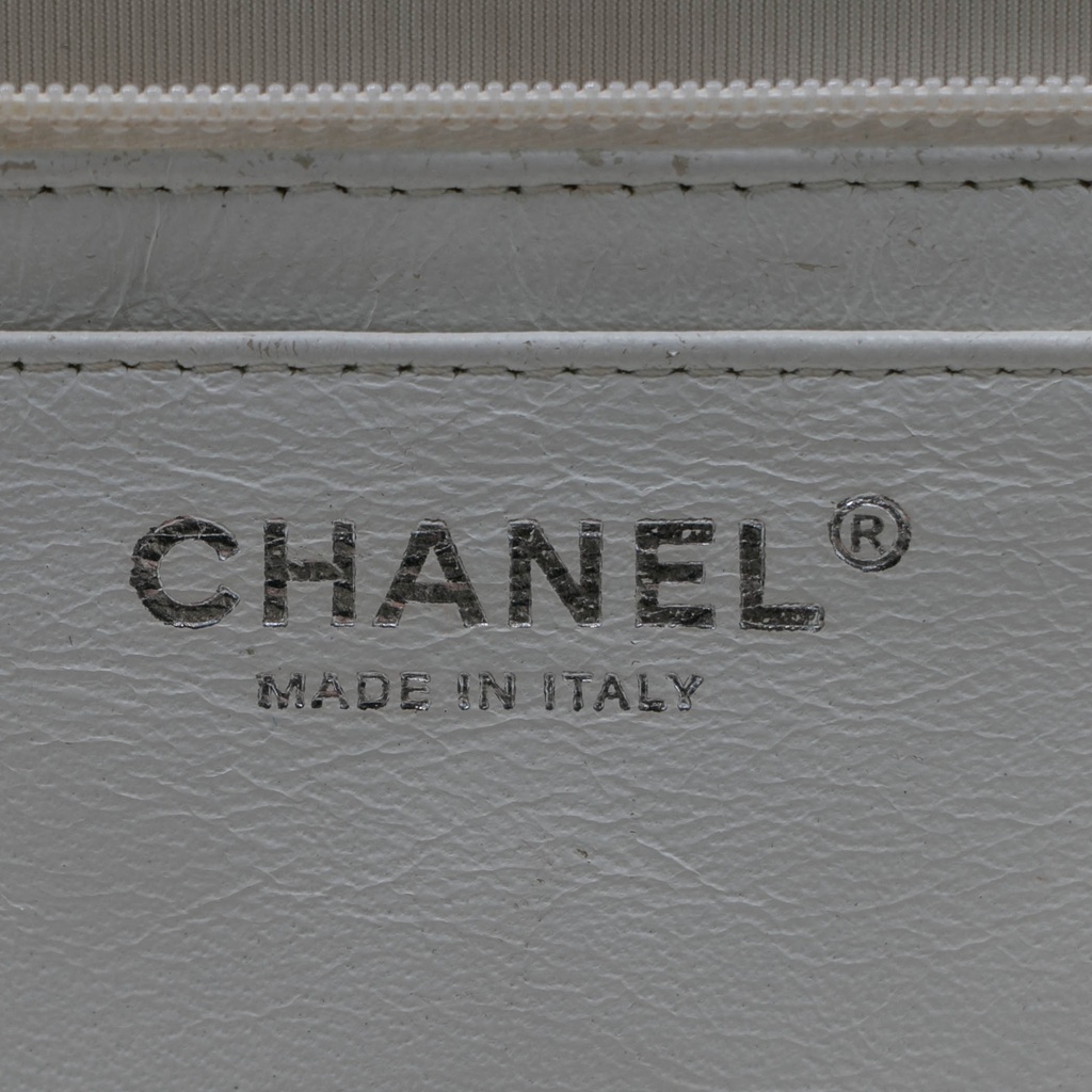Chanel Quilted Caviar Skin Classic Single Flap Jumbo White