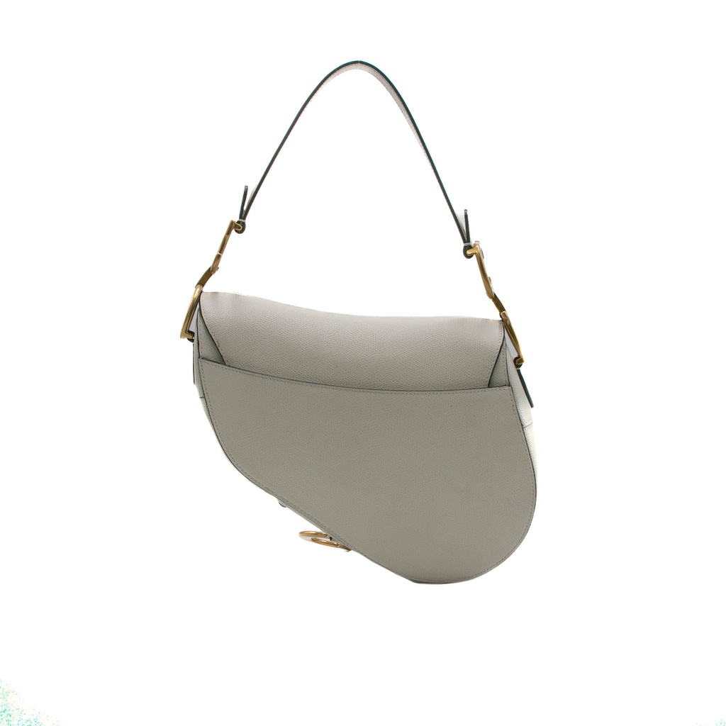 Christian Dior Medium Grained Calfskin Saddle Bag White