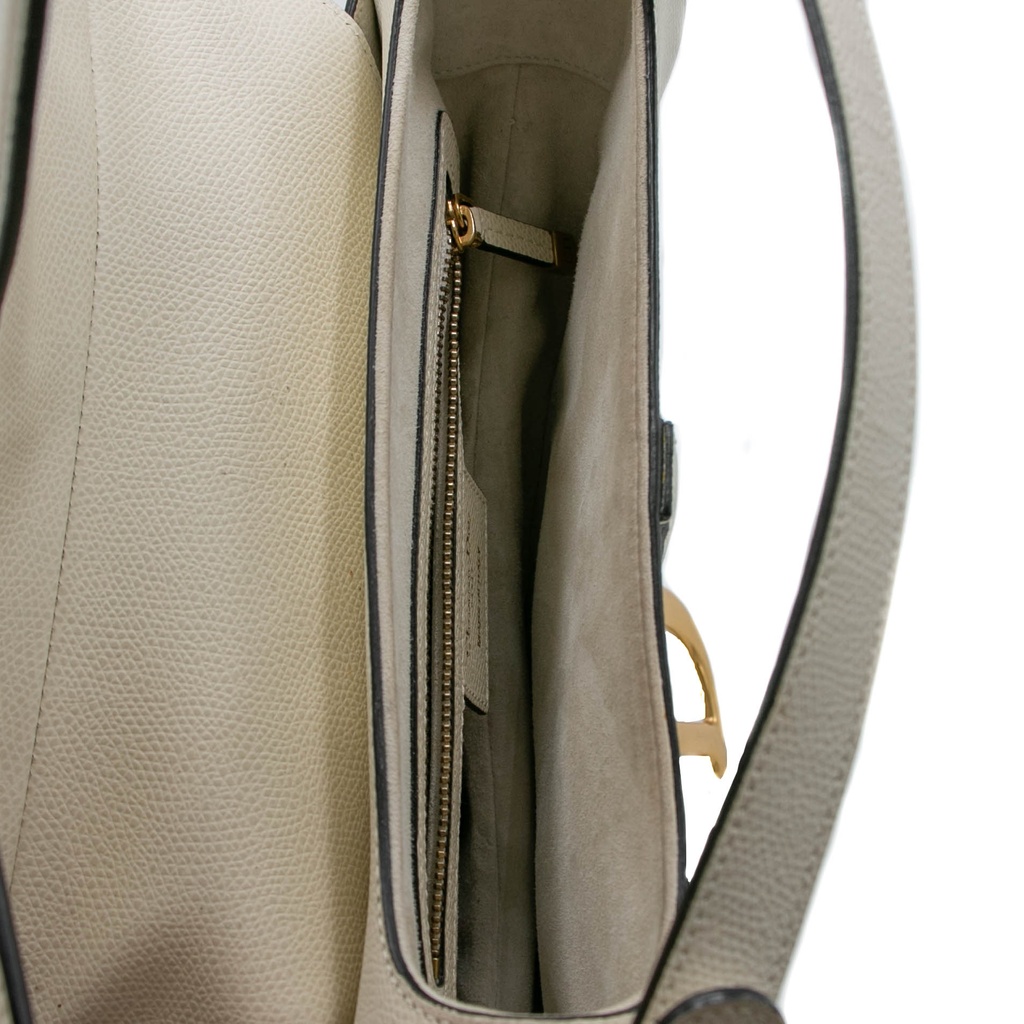Christian Dior Medium Grained Calfskin Saddle Bag White