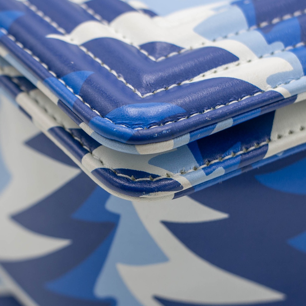 Chanel Printed Calfskin Medium Boy Flap Blue White