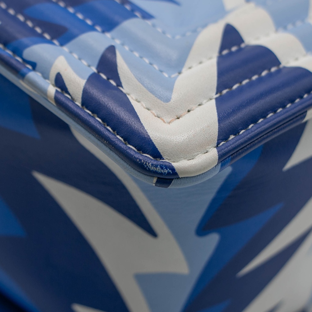Chanel Printed Calfskin Medium Boy Flap Blue White