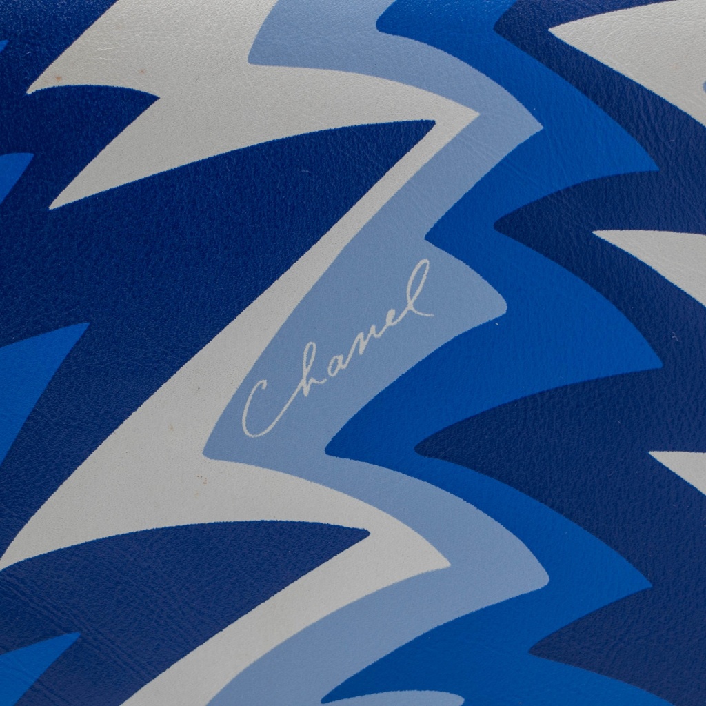 Chanel Printed Calfskin Medium Boy Flap Blue White