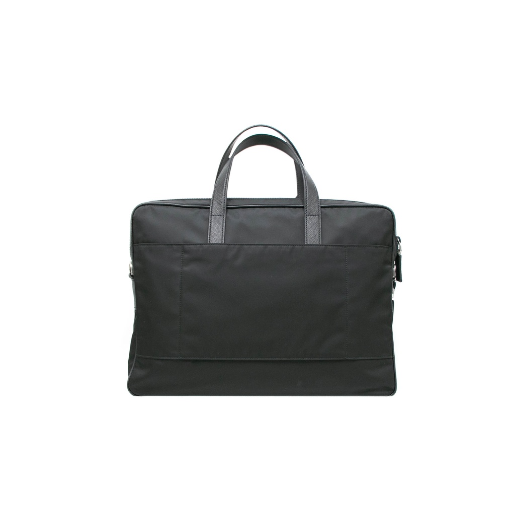 Prada In Re-Nylon And Saffiano Briefcase Black