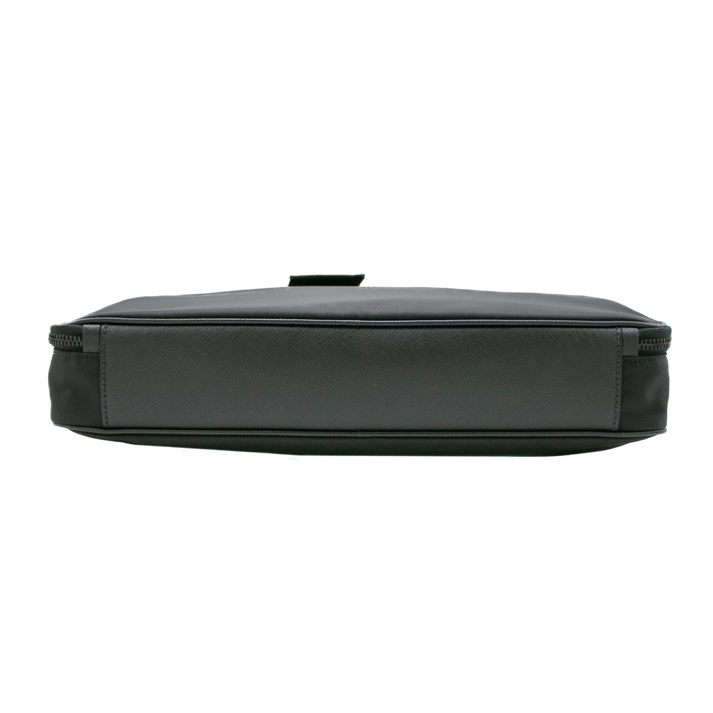 Prada In Re-Nylon And Saffiano Briefcase Black