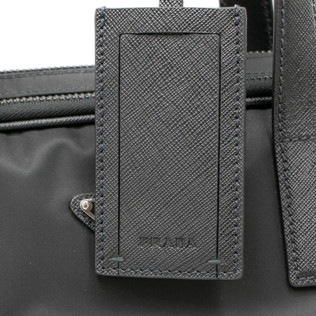 Prada In Re-Nylon And Saffiano Briefcase Black