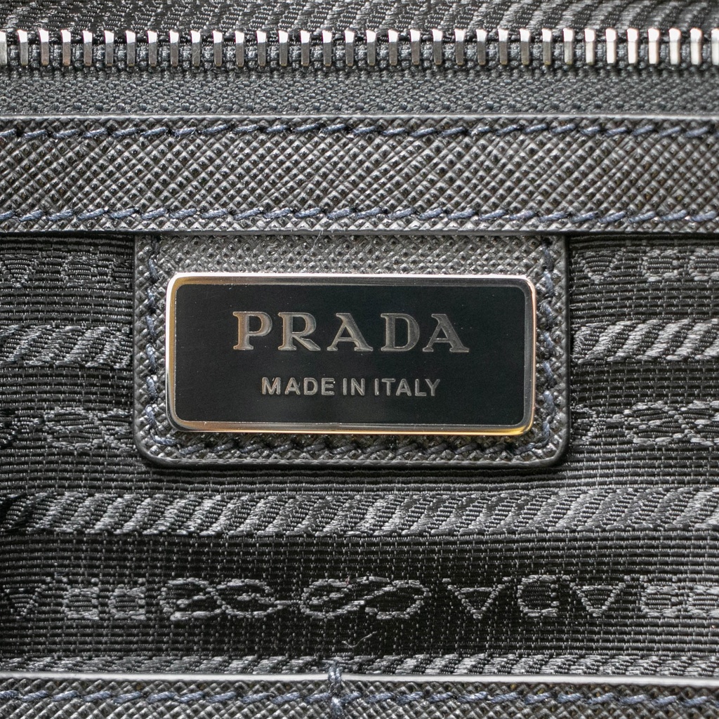 Prada In Re-Nylon And Saffiano Briefcase Black
