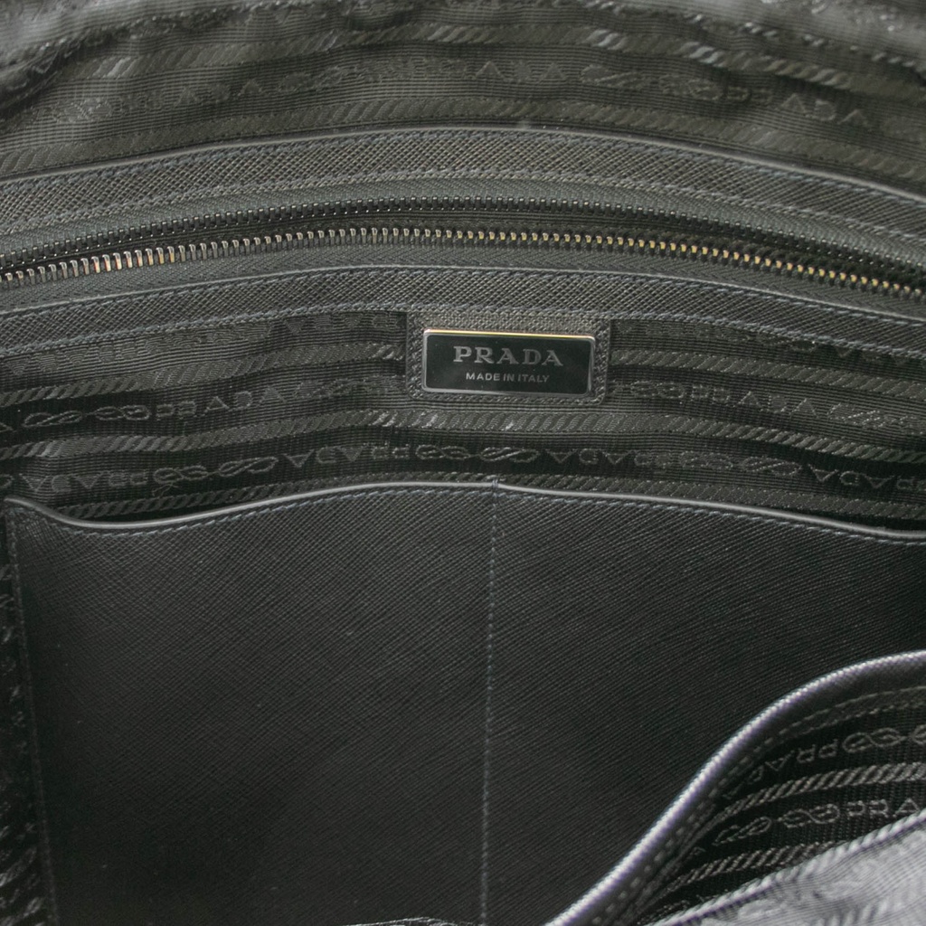Prada In Re-Nylon And Saffiano Briefcase Black