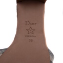 Christian Dior Dway Heeled Gray Toile de Jouy Embroidered Cotton Size 38