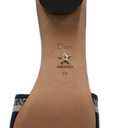Christian Dior Dway Heeled Slide Dark Blue Embroidered Cotton Size 38