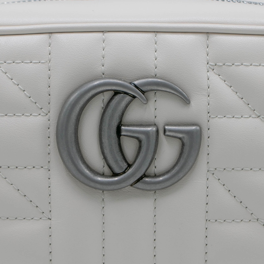 Gucci Calfskin Matelasse Aria Small GG Marmont Shoulder Bag White 447632