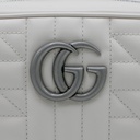 Gucci Calfskin Matelasse Aria Small GG Marmont Shoulder Bag White 447632