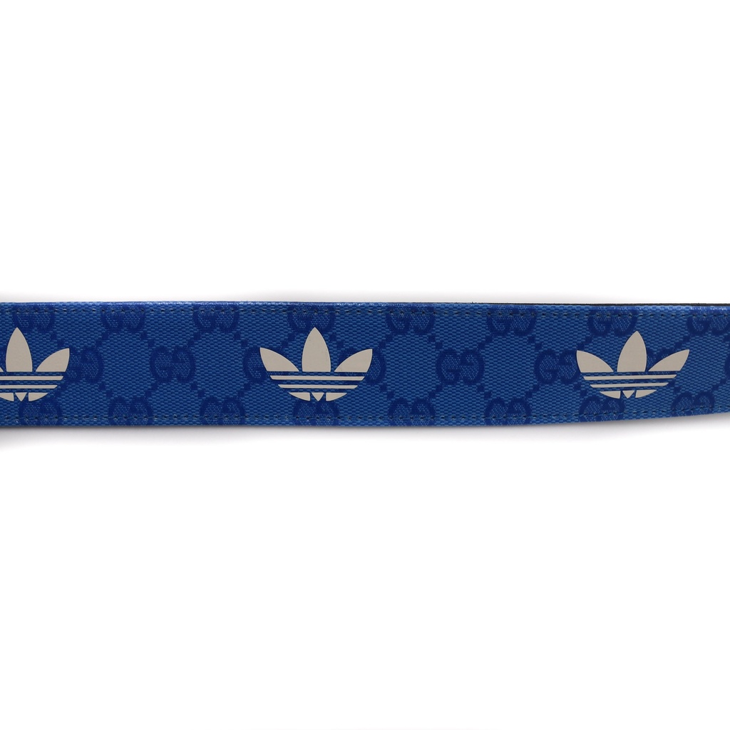 Gucci x Adidas Black and Blue Leather Marmont GG Belt 406331 In Size 85 34