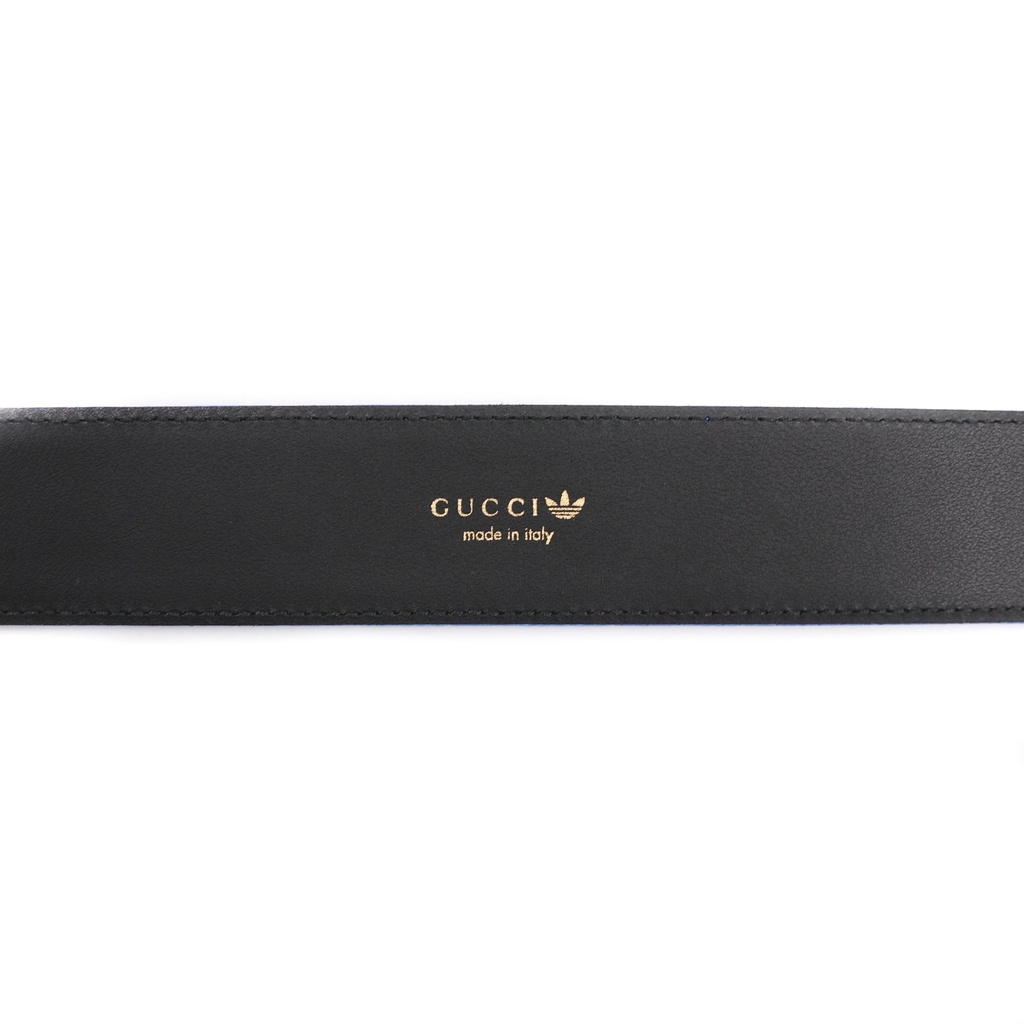 Gucci x Adidas Black and Blue Leather Marmont GG Belt 406331 In Size 85 34