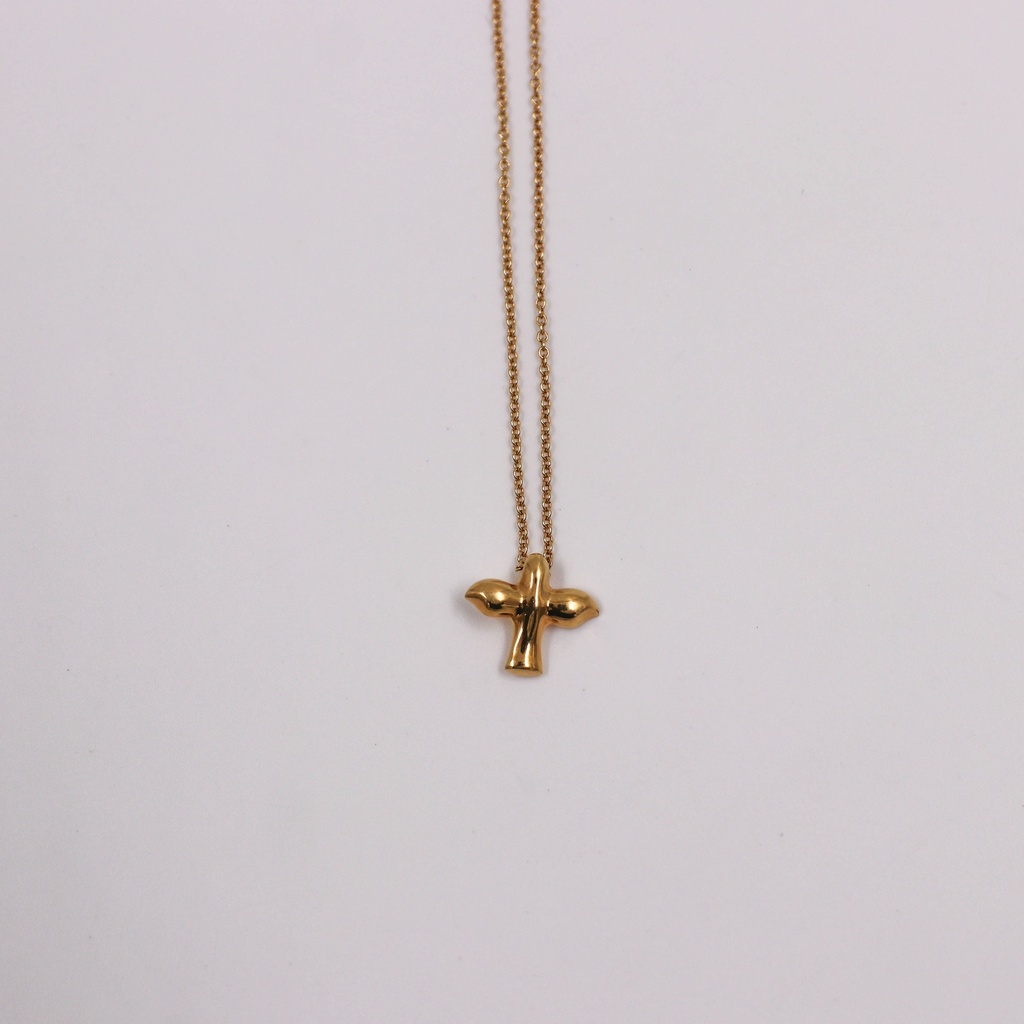 Tiffany Bird Cross Necklace 750(YG) 3.6g
