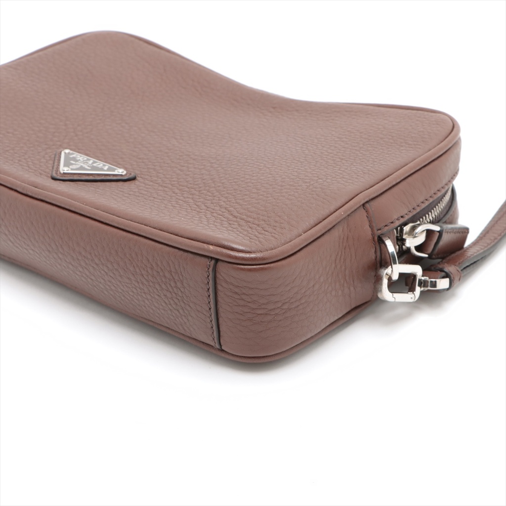 Prada Leather Brown Clutch 2VF007