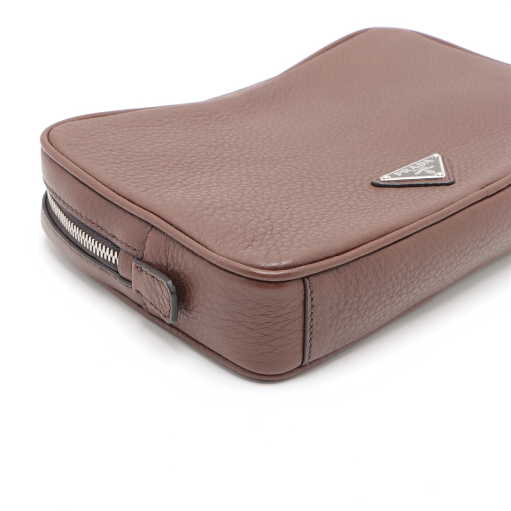 Prada Leather Brown Clutch 2VF007
