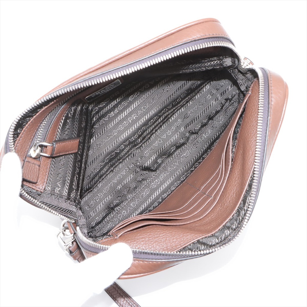 Prada Leather Brown Clutch 2VF007