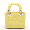 Christian Dior Lady Dior Cannage Yellow Leather Handbag