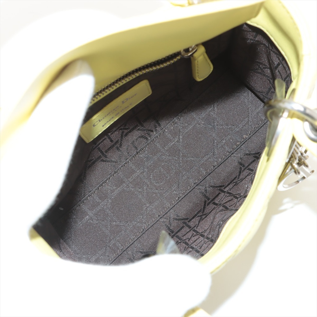 Christian Dior Lady Dior Cannage Yellow Leather Handbag